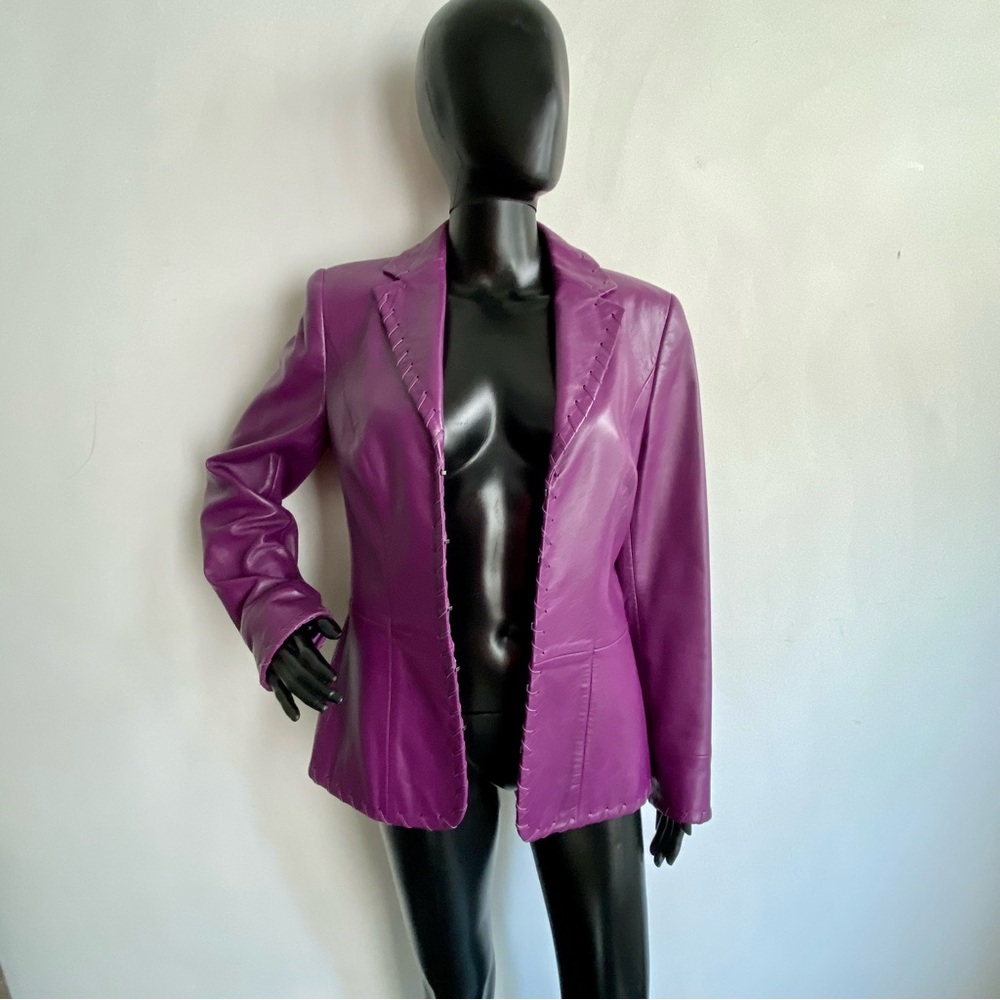 Escada vintage raspberry /purple Lamb leather jacket